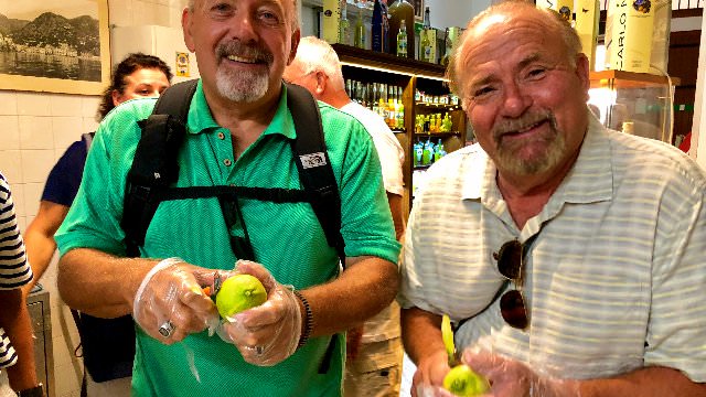 Our friend, Carlo, teaches us his "secret" method to make the best limoncello during our Limoncello class.